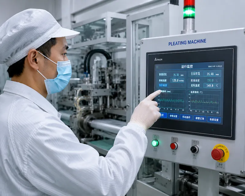 Engineer reviewing filtration specifications on screen